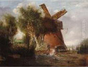 A Norfolk Landscape With A Windmill