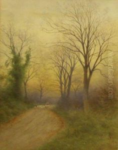 Sheep In A Country Track by Henry Stannard