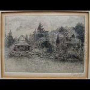Cottages By Lake; Road By River by Owen B. Staples