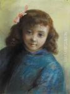 Portrait Of A Young Girl In Blue by Robert Ponsonby Staples
