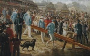 The Boat Race, Cambridge On The Slip by Robert Ponsonby Staples