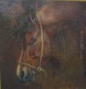 "chestnut Horse Head Study", Oil
 On Board, Unsigned, Inscribedverso "by Arthur James Stark From Coll: 
Miss P. Stark. Harold A Eday 1968", Bears "c. Soar &amp; 
Son...kensington W8" Label Verso, 8x 8 Cm by Arthur J. Stark