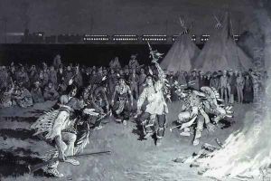 Dance of Crow Indians by Henry Farny