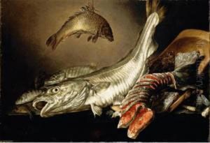 A Still Life Of Fish On A Stone Slab A Still Life Of Fish On A Stone Slab