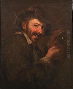 A Peasant Holding A Flask