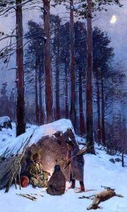 Moonlit Indian Encampment by Henry Farny