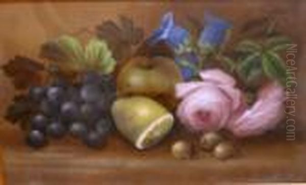 Still Life Fruits & Flowers In A Gilt Frame - view 1