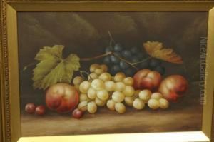 Still Life, Grapes, Peaches And Cherries On A Mossy Ground