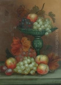 A Still Life Of Fruit, Vines And A Tazza; A Still Life Of Roses.