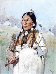 Indian with Tomahawk by Henry Farny