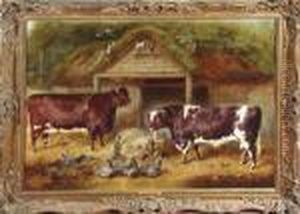 Short Horn Bull And Cow by Gourlay Steell