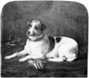 'nettle', Recumbent Jack Russell Terrier by Gourlay Steell