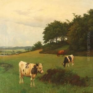 Summer Day With Grazing Cows by Poul Steffensen