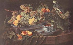Still-life with Fruits and Parrot c. 1640 by Jan Fyt