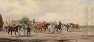 Ungarischerpferdemarkt Mit Fuhrwerk by Alfred Steinacker