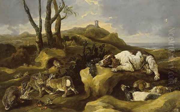 Spaniels Stalking Rabbits in the Dunes 1658 - view 1