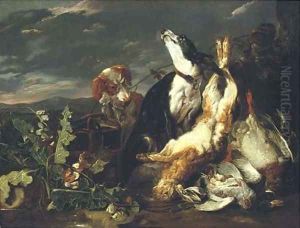 A hunting still-life with a partridge by Jan Fyt