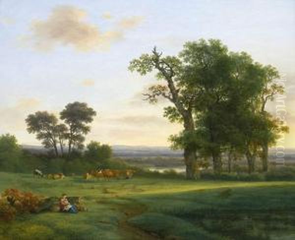 Auenlandschaft Mit Rastender Bauerin - view 1