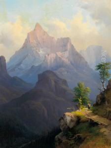 Attribuito A Paesaggio Montano Con Figure Ornamentali