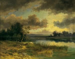 Paesaggio Lacustre Con Pastorella by Wilhelm Steinfeld