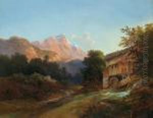 Mulino Fra Le Montagne Al Crepuscolo