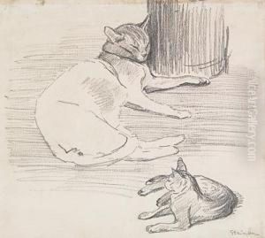 Deux Chats by Theophile Alexandre Steinlen