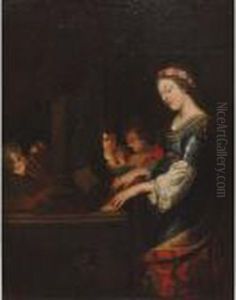St. Cecilia Playng The Organ by Jacques De Stella
