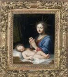 La Vierge En Priere Et L'enfant Endormi by Jacques De Stella