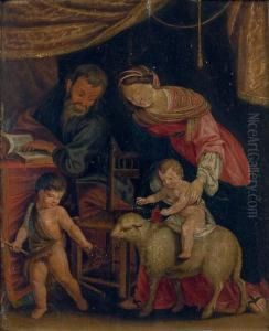 Sainte Famille Avec Saint Jean-baptiste Et L'agneau by Jacques De Stella
