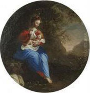 The Madonna And Child In A Landscape by Jacques De Stella