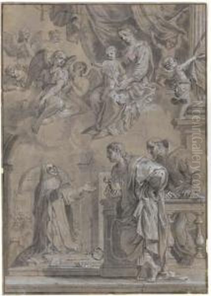 The Madonna And Child Appearing
To Saint Elizabeth Of Hungary,saint John The Evangelist And Saint
Francis - view 1