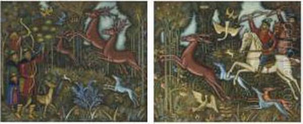 A Pair Of Hunting Scenes - view 1