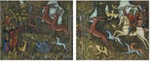 A Pair Of Hunting Scenes by Dimitri Semenovich Stelletsky