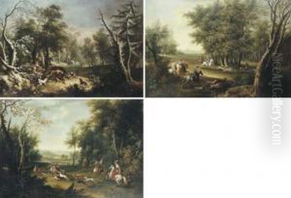 A Boar Hunt In Winter; A Stag Hunt; And A Stag Hunt: The Kill - view 1