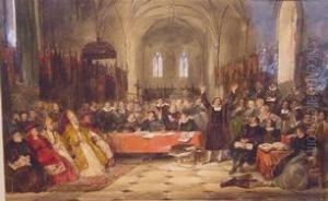 Christopher Columbus Before The
Council Of Salamance, Explaininghis Views For The Discovery Of The New
World by James Stephanoff