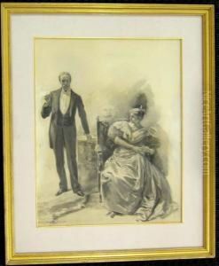 Interior Scene With Man And Woman by Alice Barber Stephens