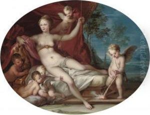 Venus Reclining With Cupid And Putti Disporting by Ignazio Stern