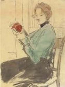 Woman In A Green Blouse by Albert Edward Sterner