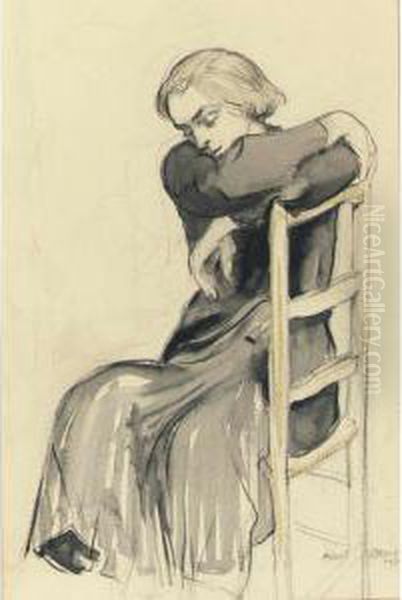 Study Of A Seated Figure And Portrait Of Marie: Two Works - view 1