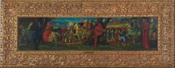 Chaucer And Dante-sketch For A Library Frieze - view 1