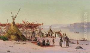 Indian Camp On The Columbia, Near Celilo, Oregon