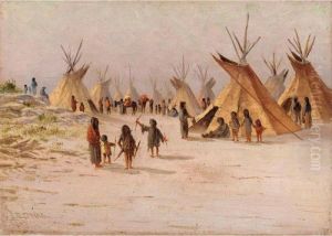 Indian Camp Near The Dalles On The Columbia River by John James Steuart