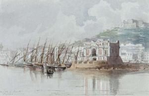 Villa Poldi, Lake Como; View Of Naples; And View Of Genoa by John James Steuart