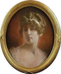 [portrait De Femme]. Pastel Signe Au Milieu A Gauche.