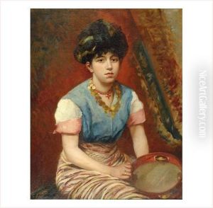 La Jeune Orientale Au Tambourin by Agapit Stevens