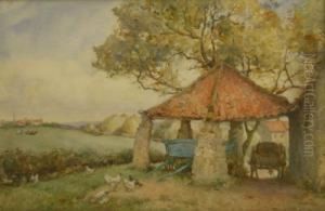Cart Shed Near Whitby With Hens In The Foreground