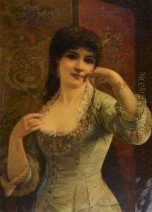 Jeune Femme Essayant Un Collier by Alfred Stevens