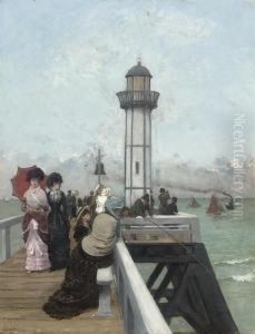 The Lighthouse At Honfleur by Alfred Stevens