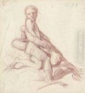 A Study Of Two Male Figures by Alfred Stevens