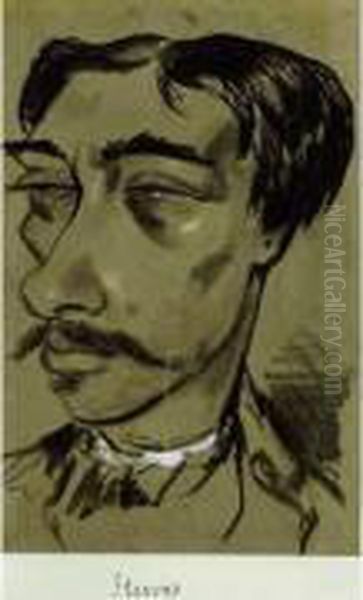 Dessin Au Fusain Et A L'estompe Rehausse De Gouache. - view 1
